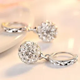 MYKI Silver Plated Cubic Zirconia Drop Earrings-10