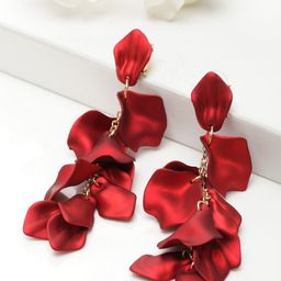 Yellow Chimes Gold Plated Red Colour Floral Petal designed  Danglers Earrings-37