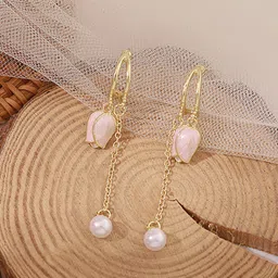 FIMBUL Gold-Plated Floral Drop Earrings-44
