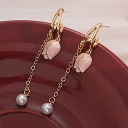 FIMBUL Gold Plated Stainless Steel Drop Earrings-34