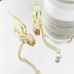Krelin Gold-Plated Floral Stainless Steel Drop Earrings-image-63