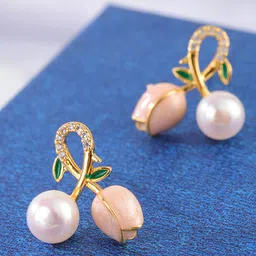Krelin Gold Plated Floral Shaped Stud Earrings-image-77