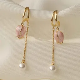 Krelin Gold-Plated Floral Stainless Steel Drop Earrings-image-59