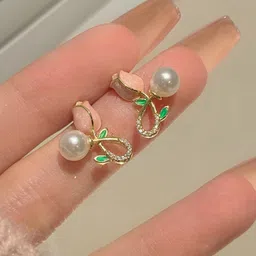 Krelin Gold-Plated Stones Stainless Steel Studded Floral Studs Earrings-image-55