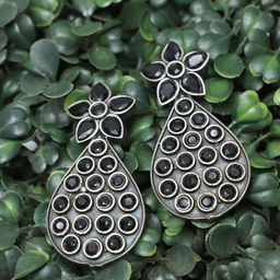Ozanoo Silver Plated Floral Drop Earrings-image-99