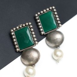 Ozanoo Silver-Plated Square Shaped Drop Earrings-8