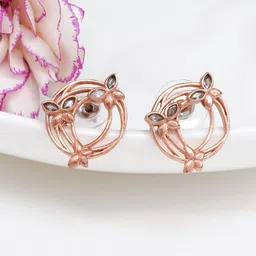 JOKER & WITCH Rose Gold Plated Stone Studded Contemporary Stud Earrings-image-57