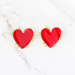 Bellofox Red Heart Shaped Studs Earrings-image-15