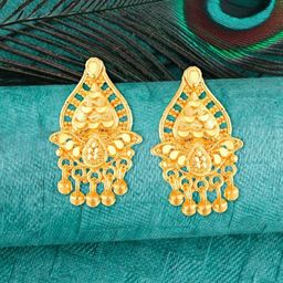 Vighnaharta Gold-Plated Drop Earrings-27