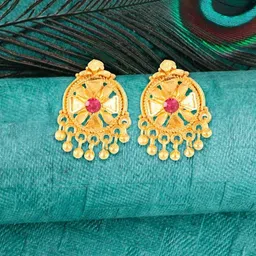 Vighnaharta Gold-Plated CZ-Studded Drop Earrings-48