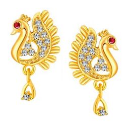 Vighnaharta Gold-Plated CZ Stud Earrings-55