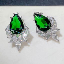 Jewels Galaxy Silver-Plated Teardrop Shaped Stud Earrings-5