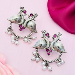 Sangria Silver-Plated Contemporary Earrings-image-88