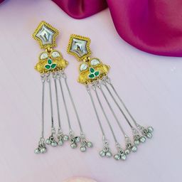 Sangria Silver-Plated Stones Studded Classic Drop Earrings-48