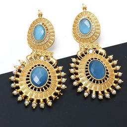 Ozanoo Artificial Stones Studded Contemporary Shaped Drop Earrings-image-1