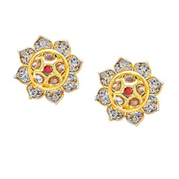 Shining Jewel - By Shivansh Gold-Plated Floral Kundan Studs Earrings-picture-52