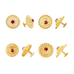 Vighnaharta Set Of 4 Gold Plated Circular Studs image 1