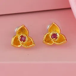 Estele Gold-Plated Floral Studs Earrings-image-83