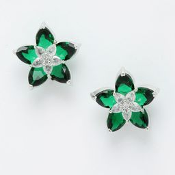Aazeen Silver Plated Floral Studs Earrings-19