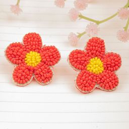Crunchy Fashion Beaded Floral Studs Earrings-image-87