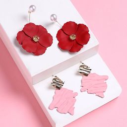 SOHI Set Of 2 Gold-Plated Contemporary Drop Earrings-45