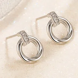 MYKI Silver-Plated Contemporary Drop Earrings-27