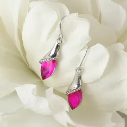 SOHI Silver-Plated Stone Studded Drop Earrings-5