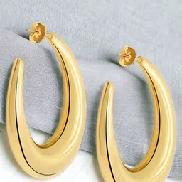 Okos Gold-Plated Contemporary Half Hoop Earrings-18