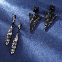 SOHI Set Of 2 Brass-Plated Contemporary Drop Earrings-18