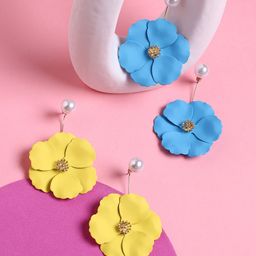 SOHI Set Of 2 Gold-Plated Pearls Beaded Floral Drop Earrings-74