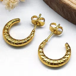 VIEN Gold-Plated Contemporary Half Hoop Earrings-image-91