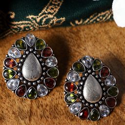 VENI Silver-Plated Contemporary Drop Earrings-55
