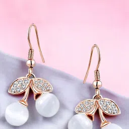 Okos Rose Gold-Plated Contemporary Drop Earrings-43