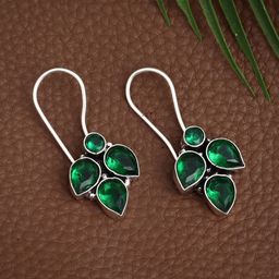 Anvik Silver-Plated Oxidised Contemporary Drop Earrings-12