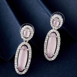 ATIBELLE Silver-Plated Cubic Zirconia Contemporary Drop Earrings-13