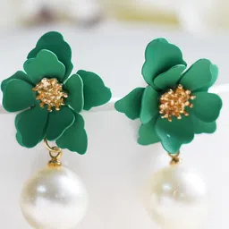 MIZORRI Green Contemporary Drop Earrings-16