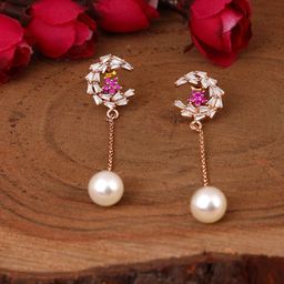 ZINU Rose Gold Contemporary Drop Earrings-19