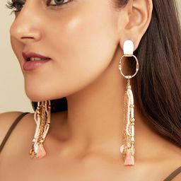 Rubans Voguish Gold-Plated & Pink Contemporary Drop Earrings-image-39