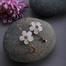 SOHI White & Gold-Plated Contemporary Drop Earrings-19