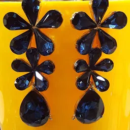 YouBella Gold Plated Floral Zircon Studded Drop Earrings-48