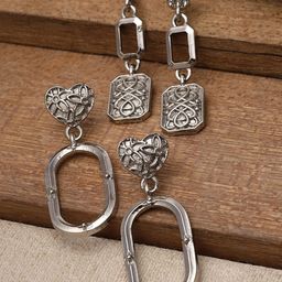 Bohey by KARATCART Set Of 2 Silver Plated Contemporary Drop Earrings-17