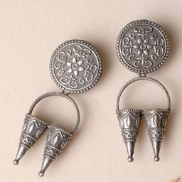 TEEJH Silver-Toned Spiked Drop Earrings image 1
