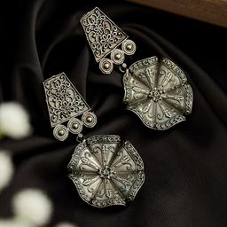 ATIBELLE Silver-Plated Floral Drop Earrings-84