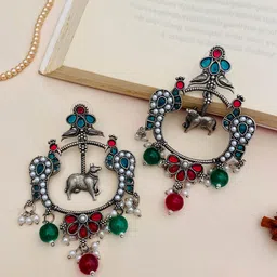 ABDESIGNS Silver-Plated Stone-Studded Contemporary Chandbalis-image-74