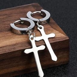 KRYSTALZ Cross Religious Stainless Steel Contemporary Drop Earrings-22