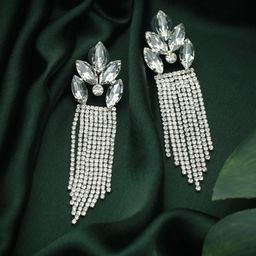 Priyaasi Silver-Toned Contemporary Drop Earrings-16