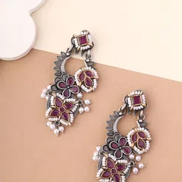 Priyaasi Silver Plated Contemporary Drop Earrings-6
