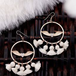 Bellofox Flying Heart Contemporary Tasseled Drop Earrings-12
