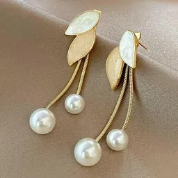 Fashion Frill Gold-Plated Beaded Contemporary Drop Earrings-image-98