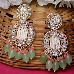 Sukkhi Gold Plated Beaded Drop Earrings-image-38